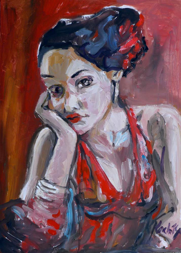 Junge Frau, Öl auf Leinwand, 70 x 50 cm